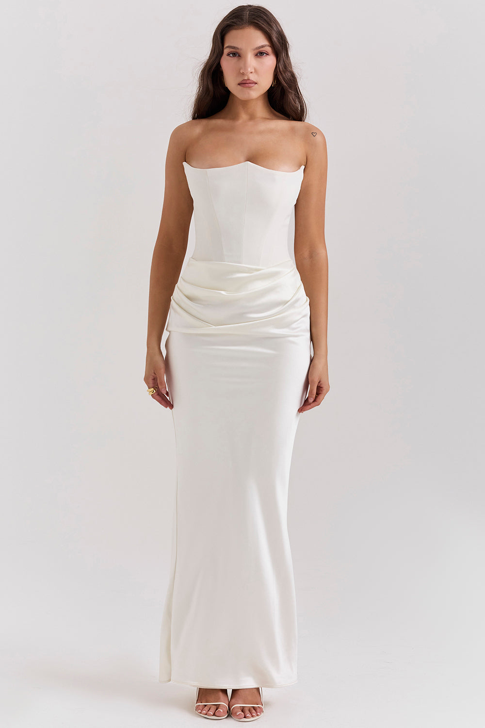 Olivia - Robe Maxi Bodycon Sans Bretelles avec Plis