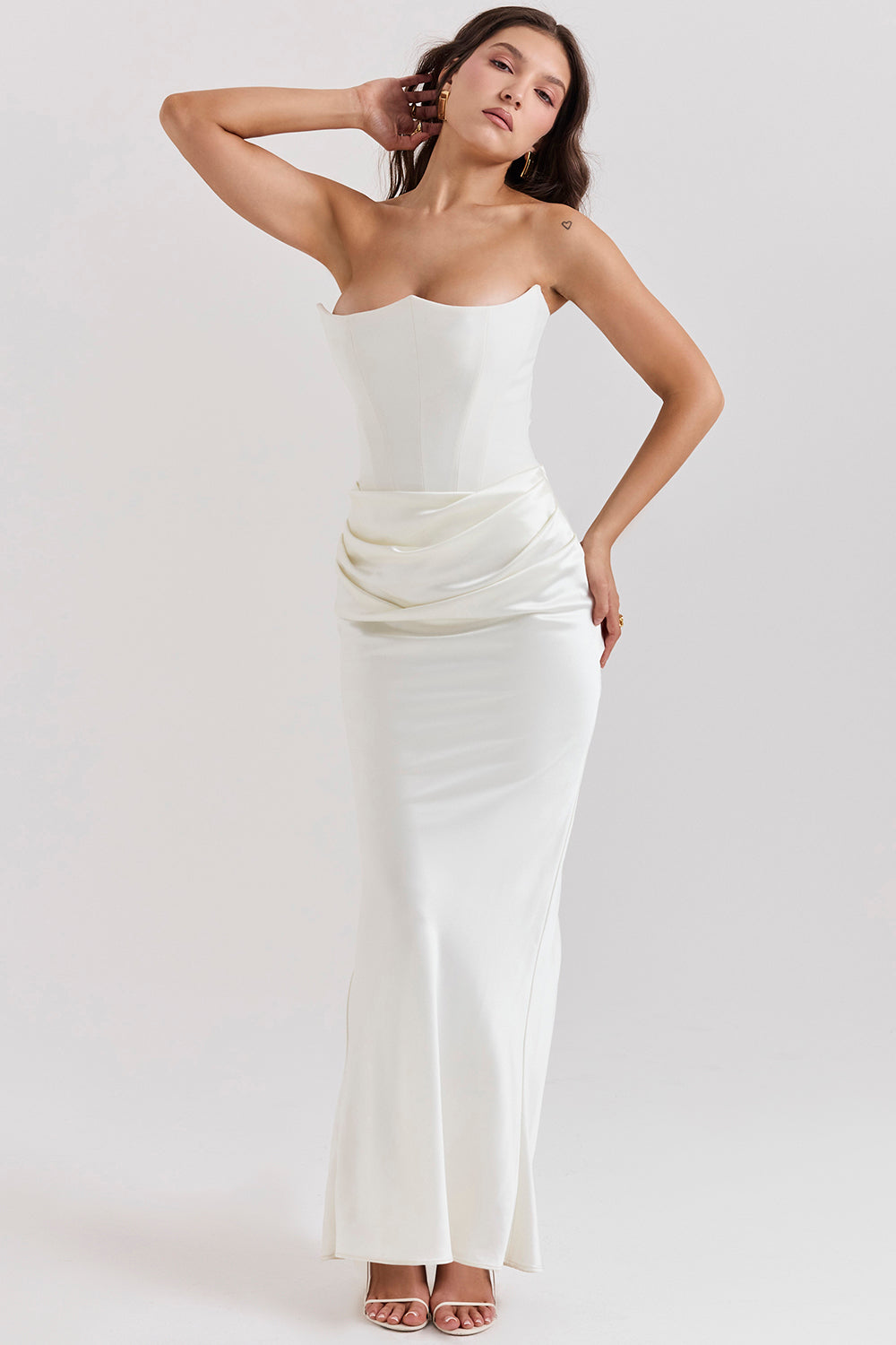 Olivia - Robe Maxi Bodycon Sans Bretelles avec Plis