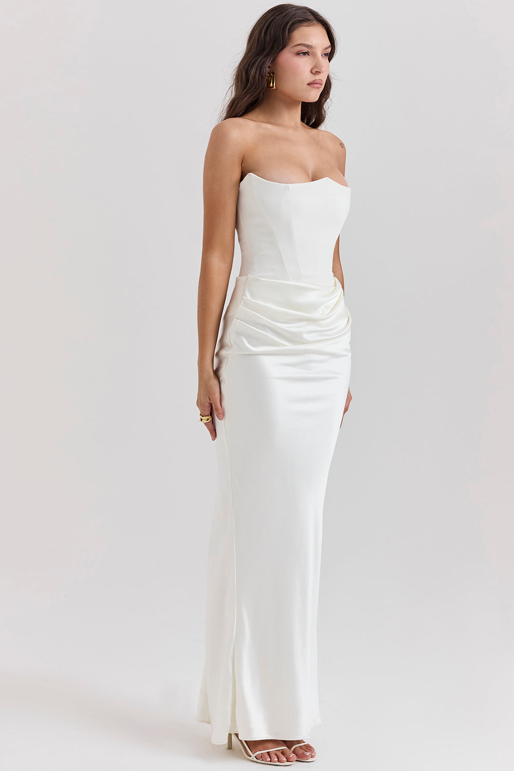 Olivia - Robe Maxi Bodycon Sans Bretelles avec Plis