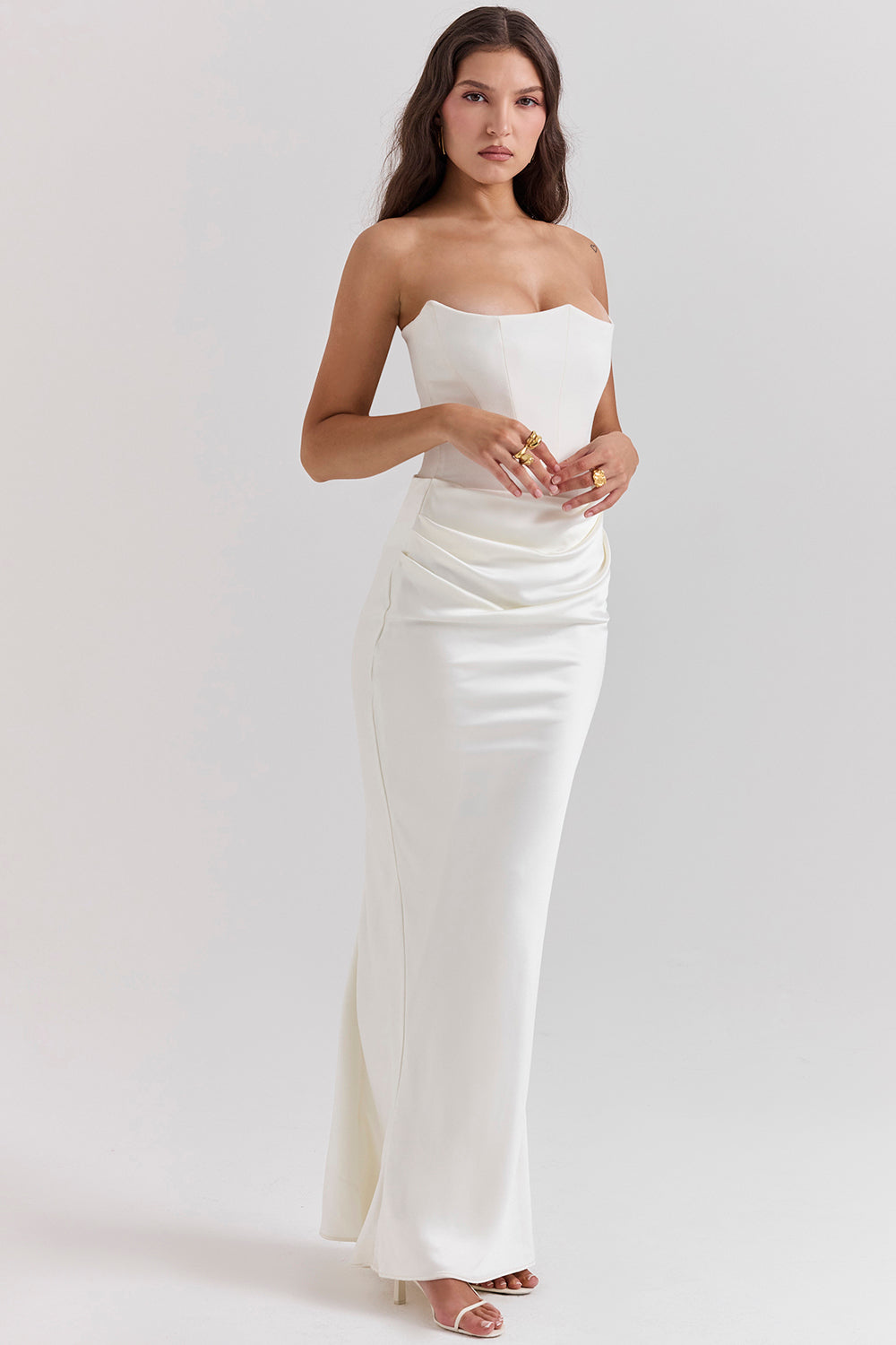 Olivia - Robe Maxi Bodycon Sans Bretelles avec Plis