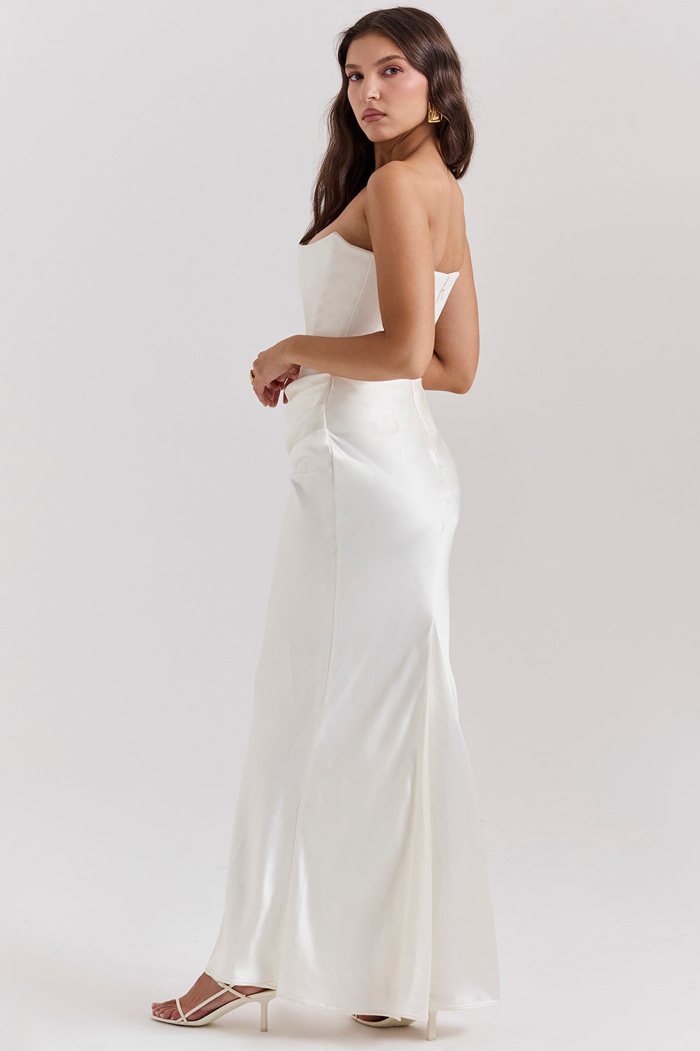 Olivia - Robe Maxi Bodycon Sans Bretelles avec Plis