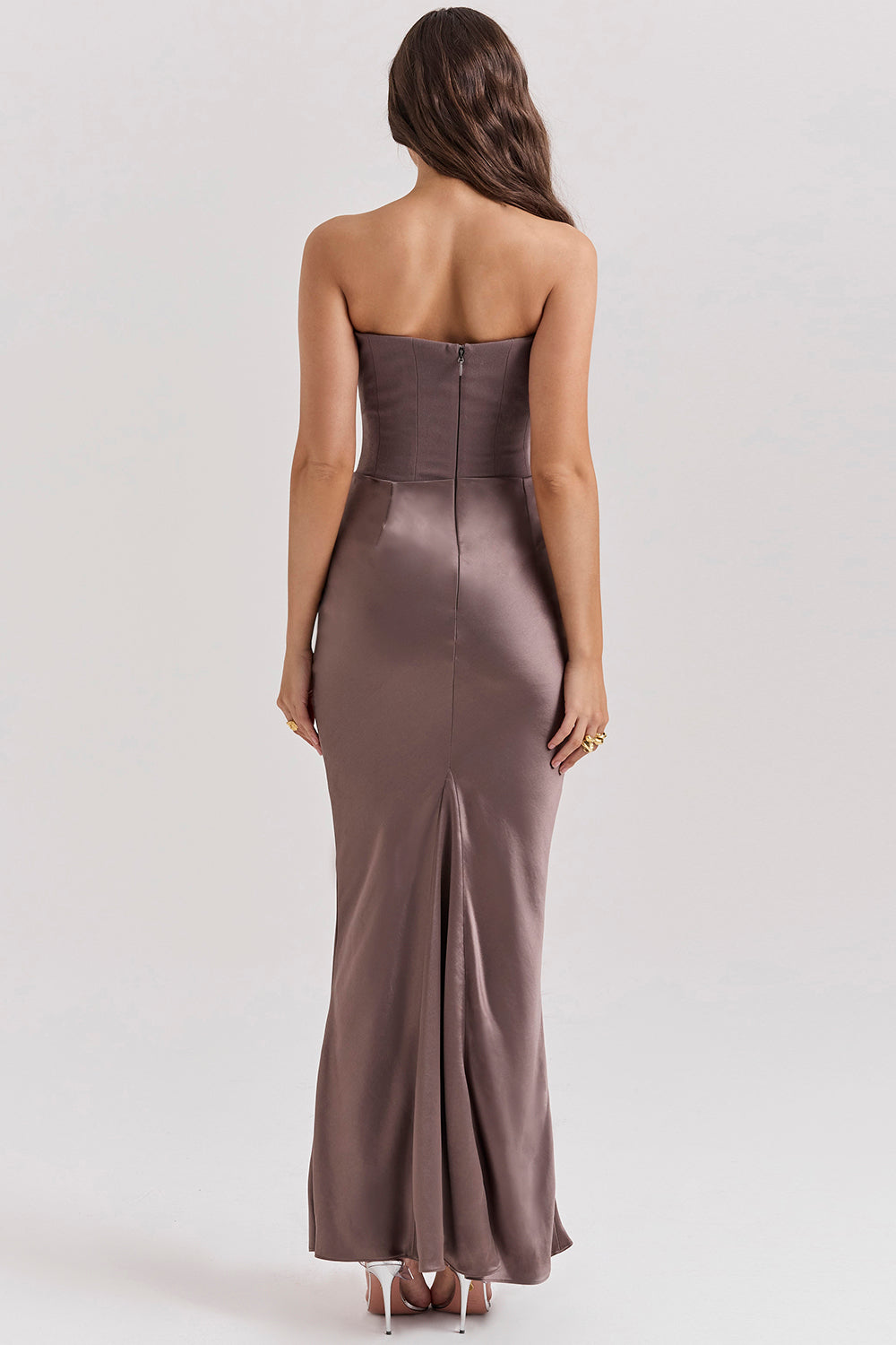 Olivia - Robe Maxi Bodycon Sans Bretelles avec Plis
