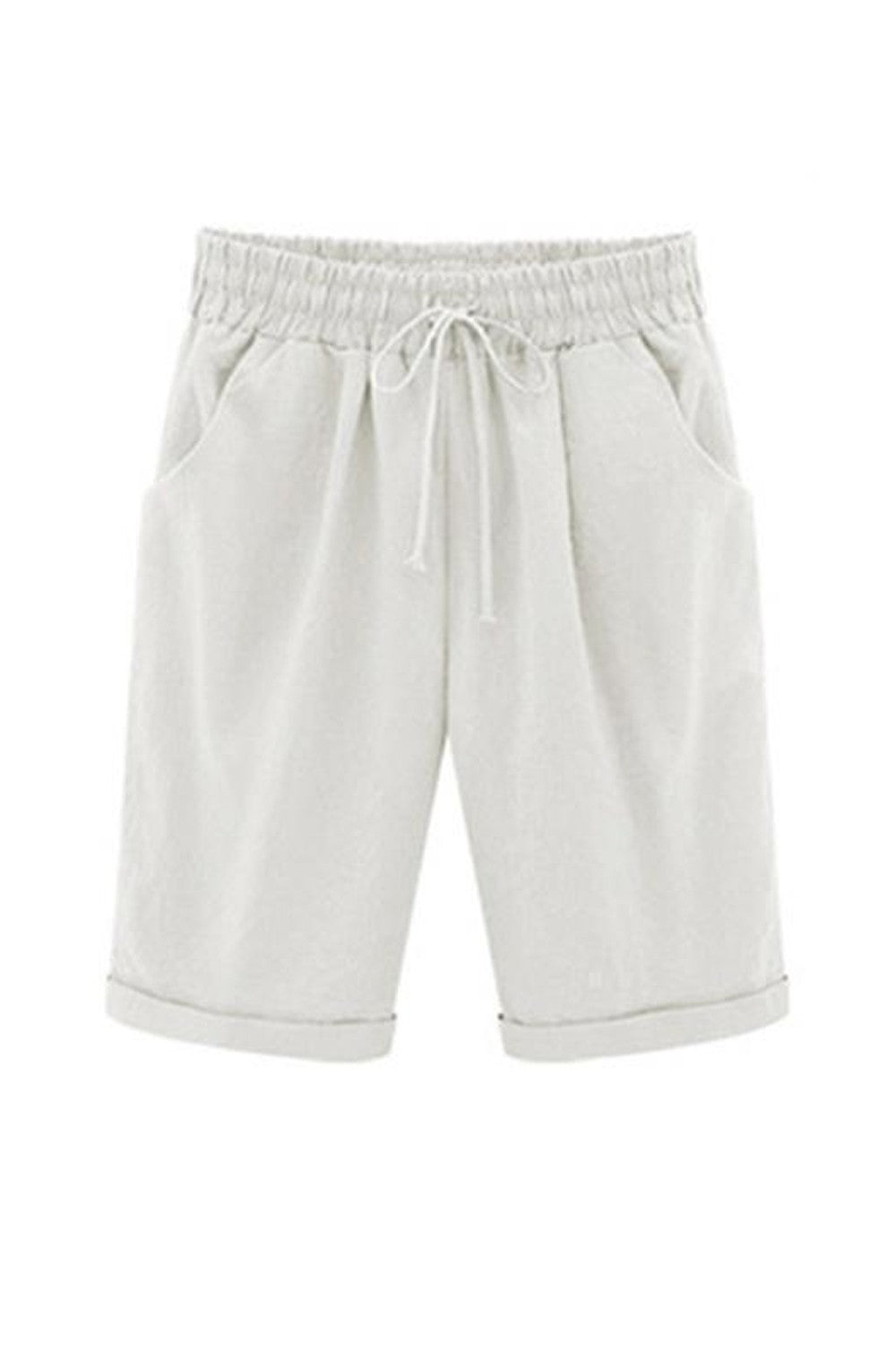 Céleste - Short Décontracté Confort Plus Size pour l'Été et les Vacances jusqu'aux Genoux avec Cordon de Serrage et Poches