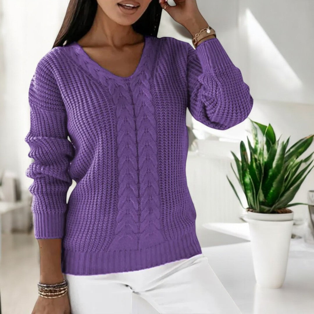 Donatienne - Pull en Tricot avec Motif en Câble