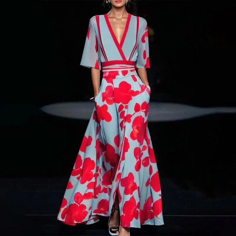 Isabella - Robe Maxi Cache-Cœur Fleurie