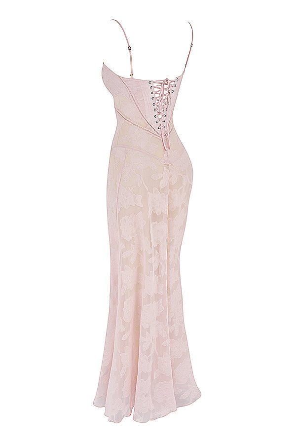 Isla - Robe Maxi en Dentelle Fleurie