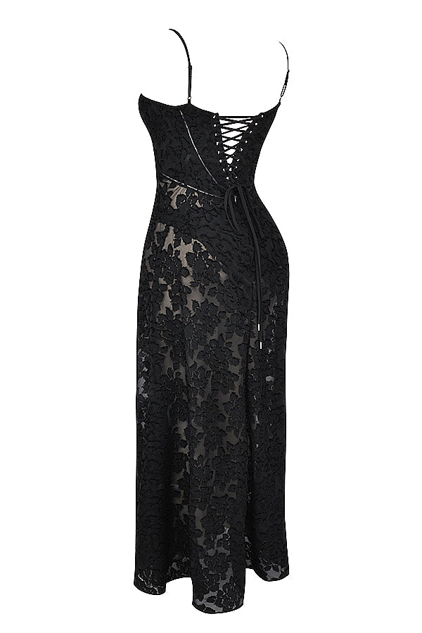 Isla - Robe Maxi en Dentelle Fleurie