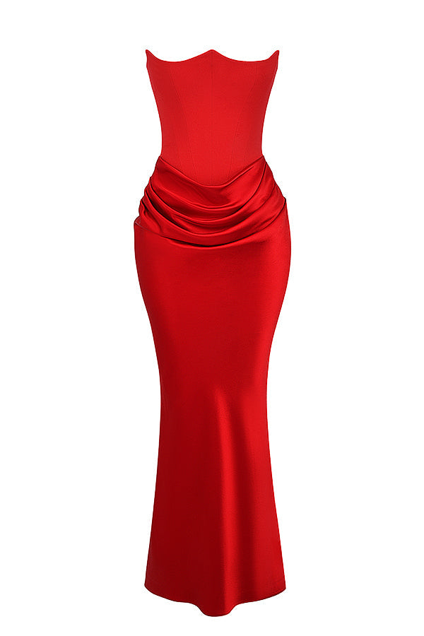 Olivia - Robe Maxi Bodycon Sans Bretelles avec Plis