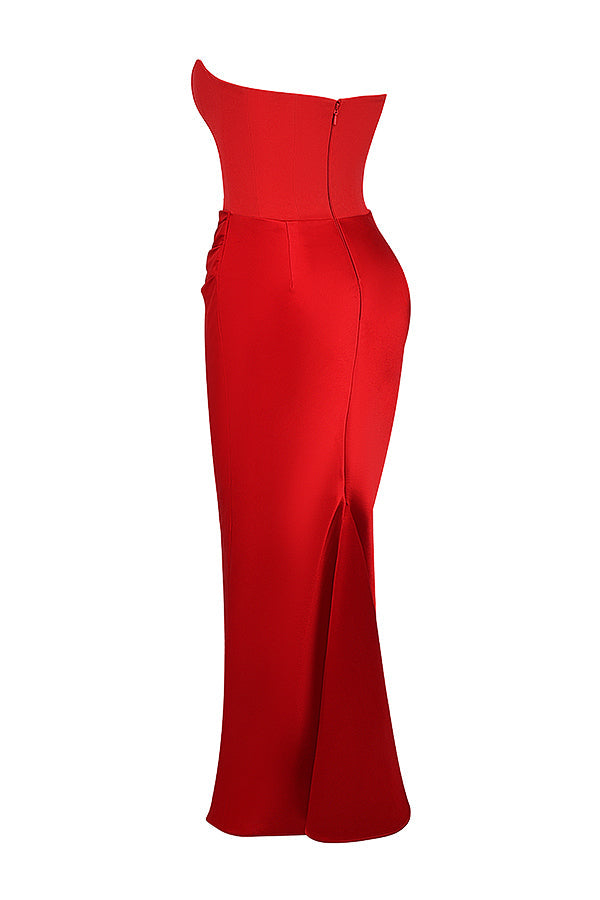 Olivia - Robe Maxi Bodycon Sans Bretelles avec Plis