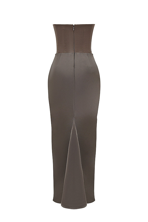 Olivia - Robe Maxi Bodycon Sans Bretelles avec Plis