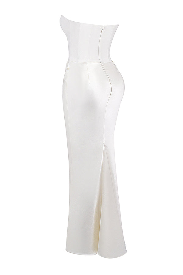 Olivia - Robe Maxi Bodycon Sans Bretelles avec Plis