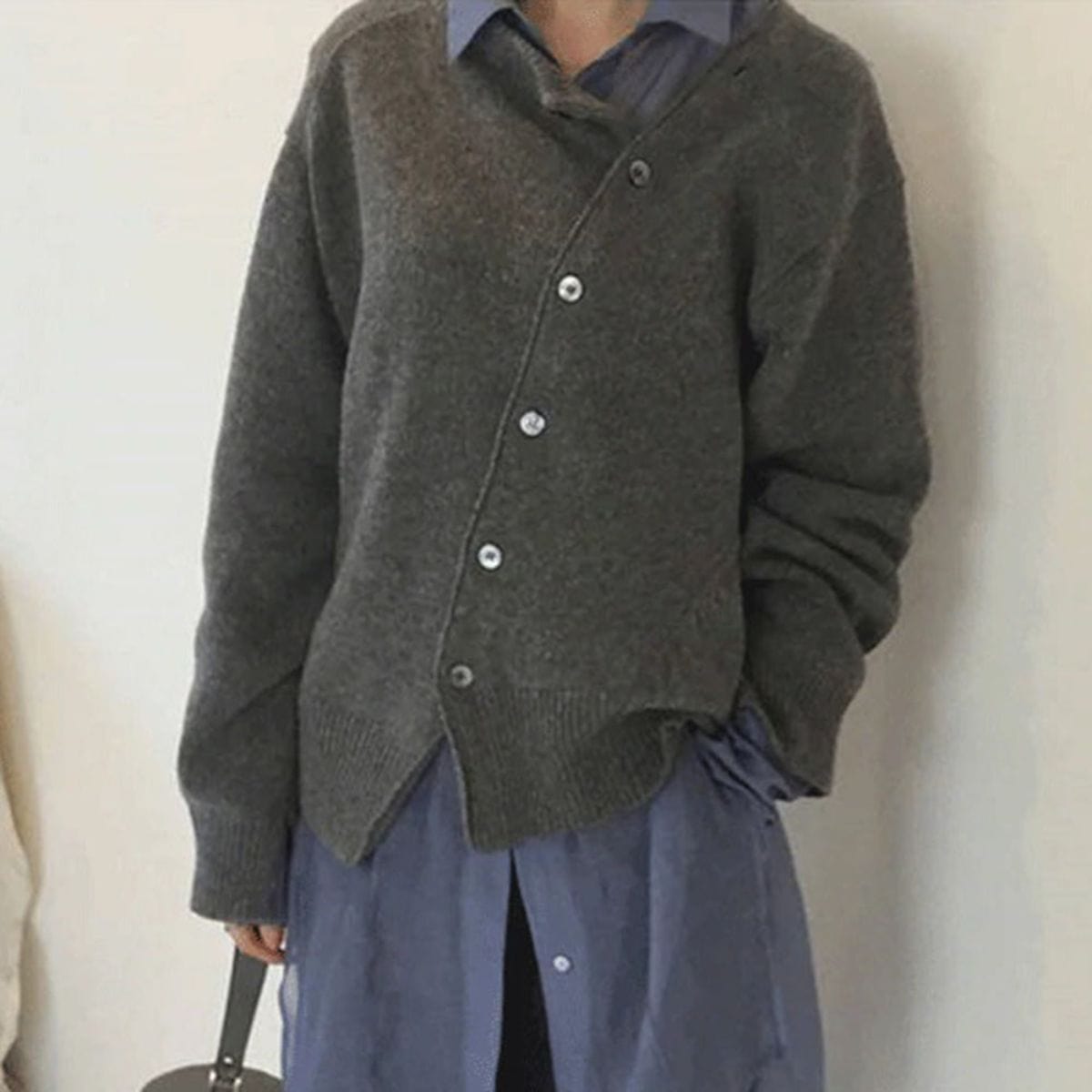 Brendane - Manteau en Laine Asymétrique à Boutons pour Femmes