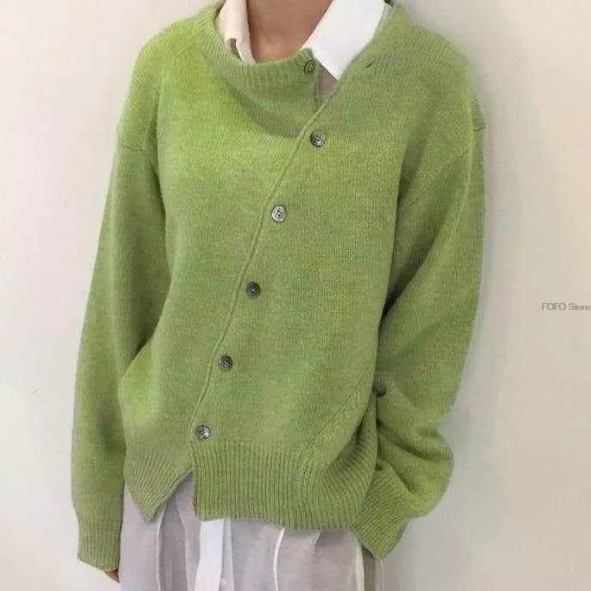 Brendane - Manteau en Laine Asymétrique à Boutons pour Femmes