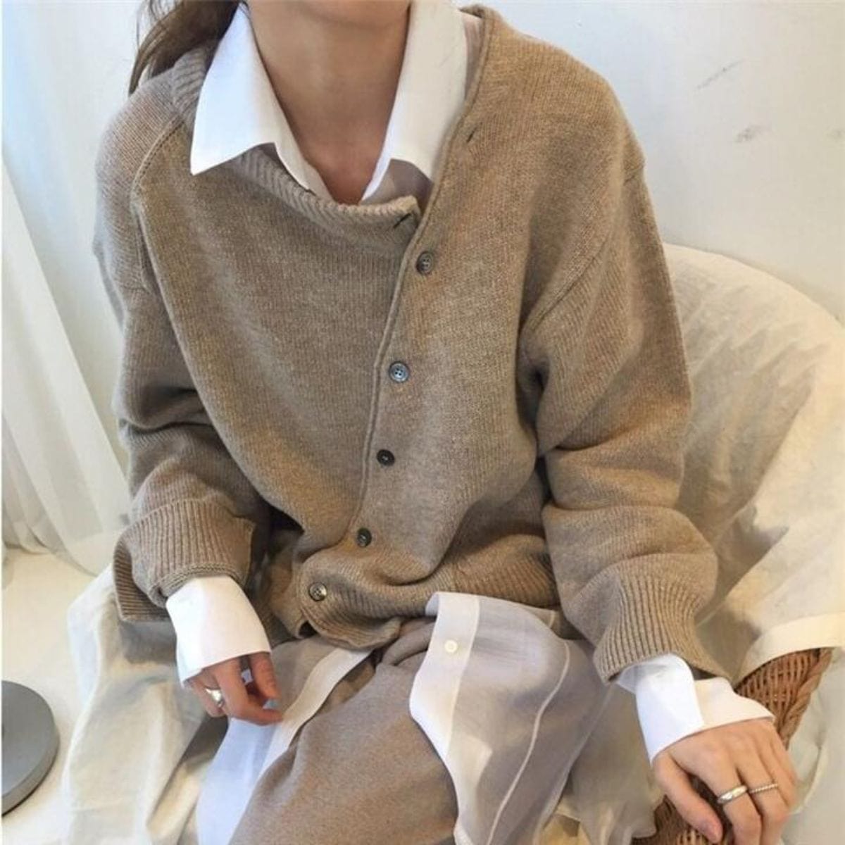 Brendane - Manteau en Laine Asymétrique à Boutons pour Femmes