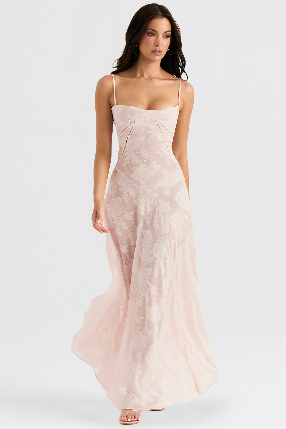 Isla - Robe Maxi en Dentelle Fleurie