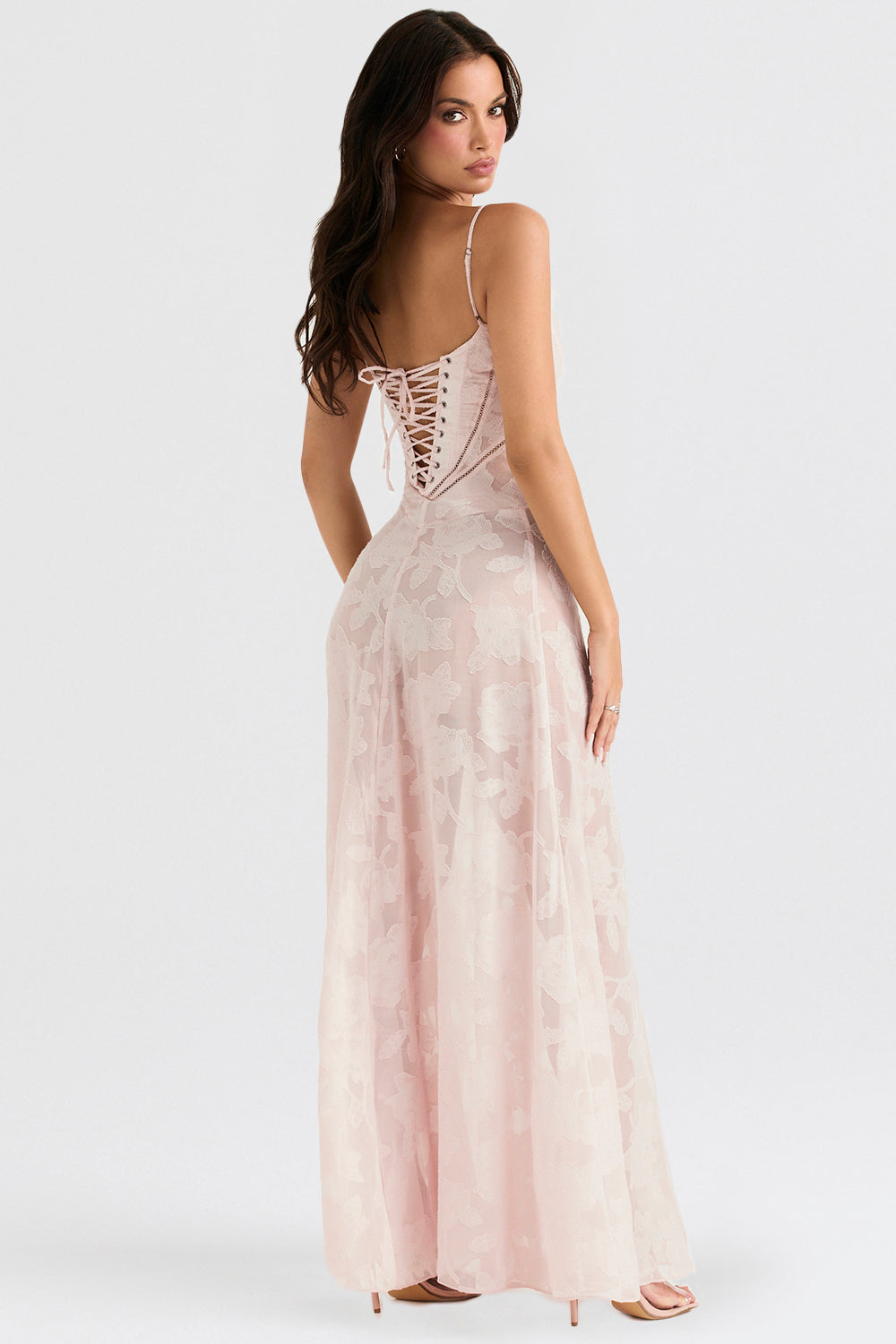 Isla - Robe Maxi en Dentelle Fleurie