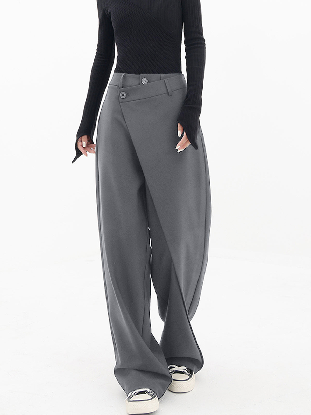 Lily - Pantalon taille haute asymétrique