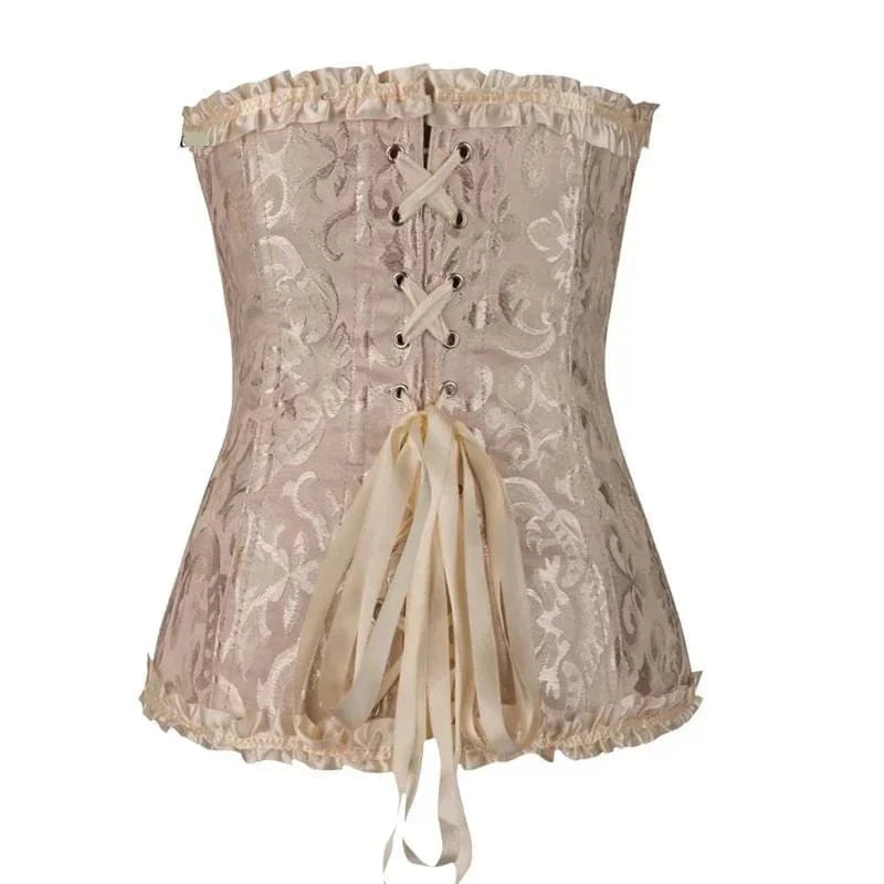 Maëva - Corset féminin burlesque en dentelle détaillé avec volants et petit nœud