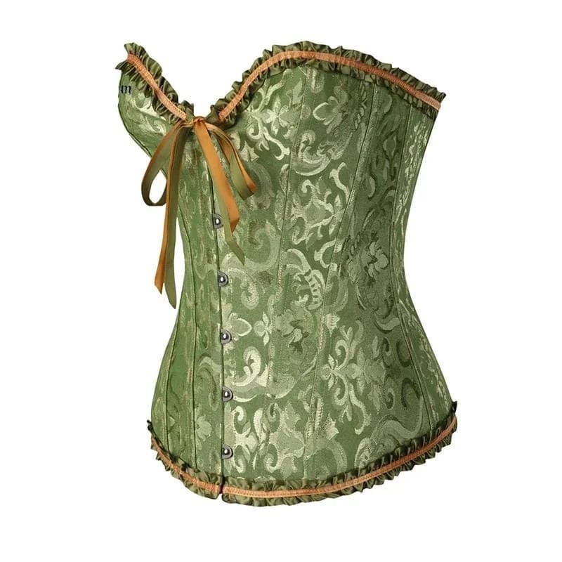 Maëva - Corset féminin burlesque en dentelle détaillé avec volants et petit nœud