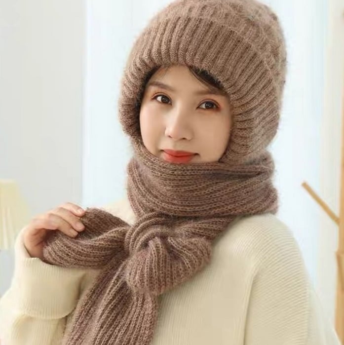 Amandine - Ensemble d'Hiver Mohair Doux avec Bonnet et Écharpe