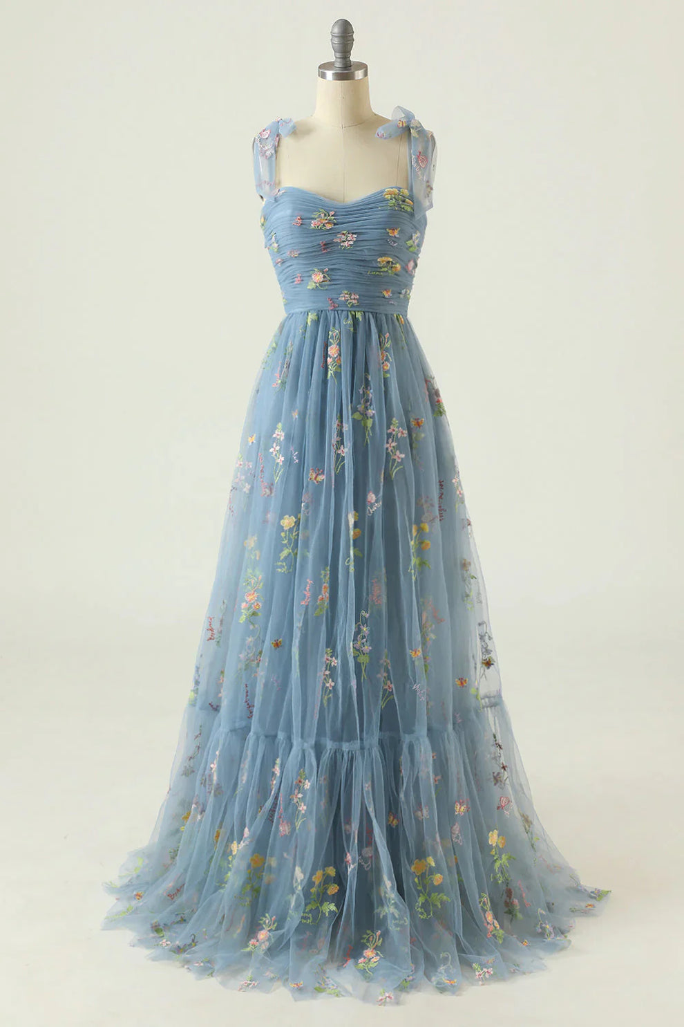 Sophia - Robe Maxi en Tulle avec Broderies Florales
