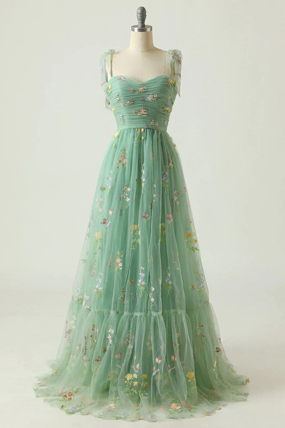 Sophia - Robe Maxi en Tulle avec Broderies Florales