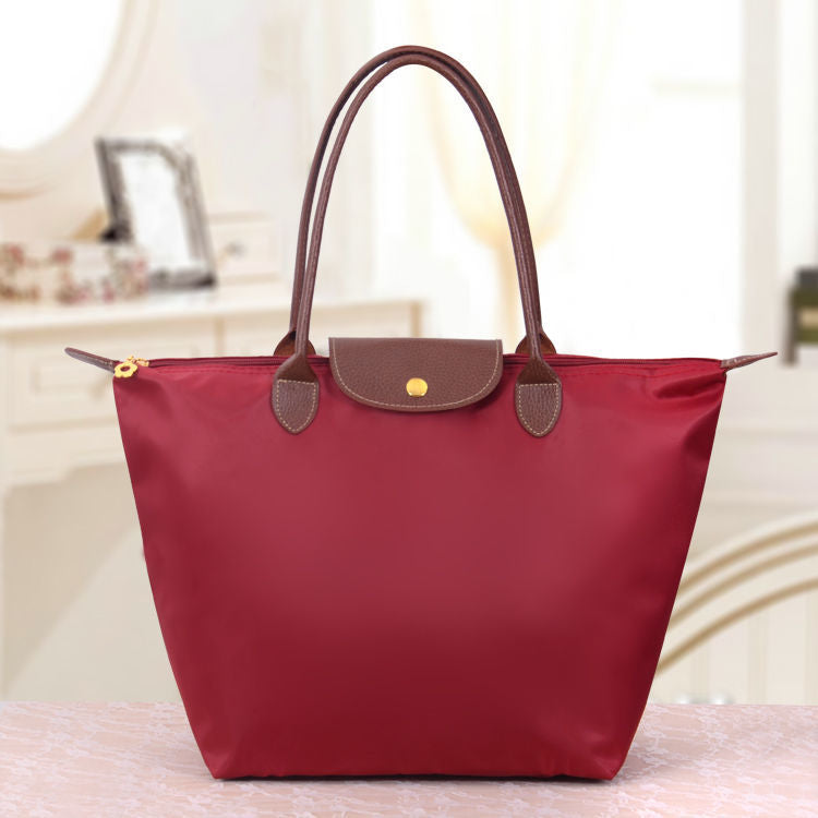 Romy - Sac à main Oxford de luxe en tissu imperméable avec fermeture éclair grand compartiment et poignées rigides