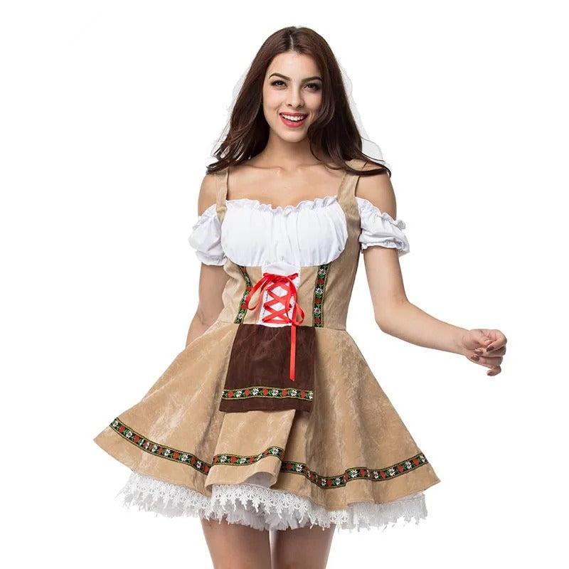 Janina - Robe Classique Dirndl Oktoberfest avec jupe Vichy