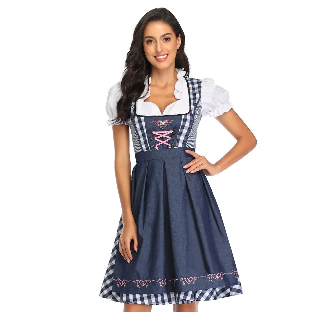 Janina - Robe Classique Dirndl Oktoberfest avec jupe Vichy