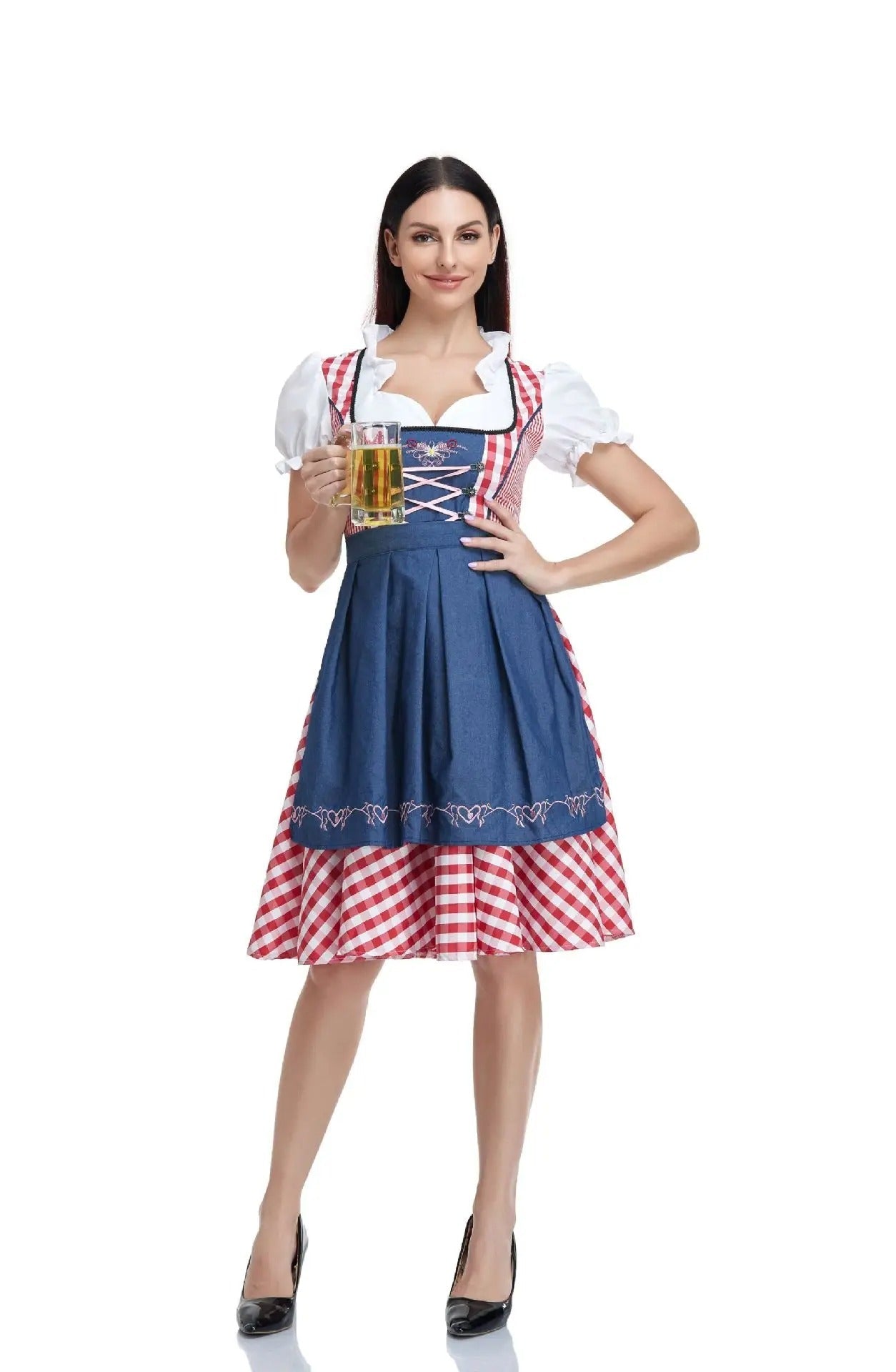 Janina - Robe Classique Dirndl Oktoberfest avec jupe Vichy