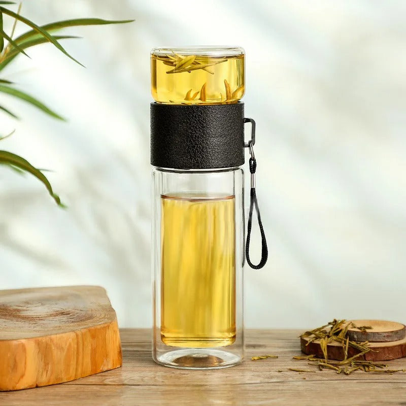 Lateo - Thermos transparent portable avec filtre à thé pour une boisson naturelle et saine en déplacement
