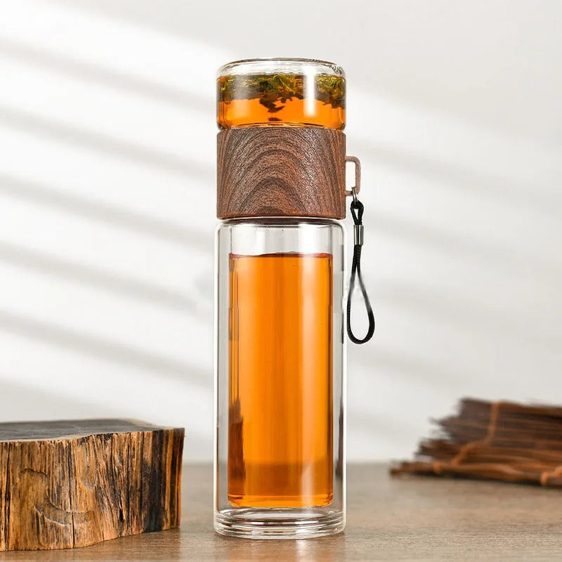 Lateo - Thermos transparent portable avec filtre à thé pour une boisson naturelle et saine en déplacement