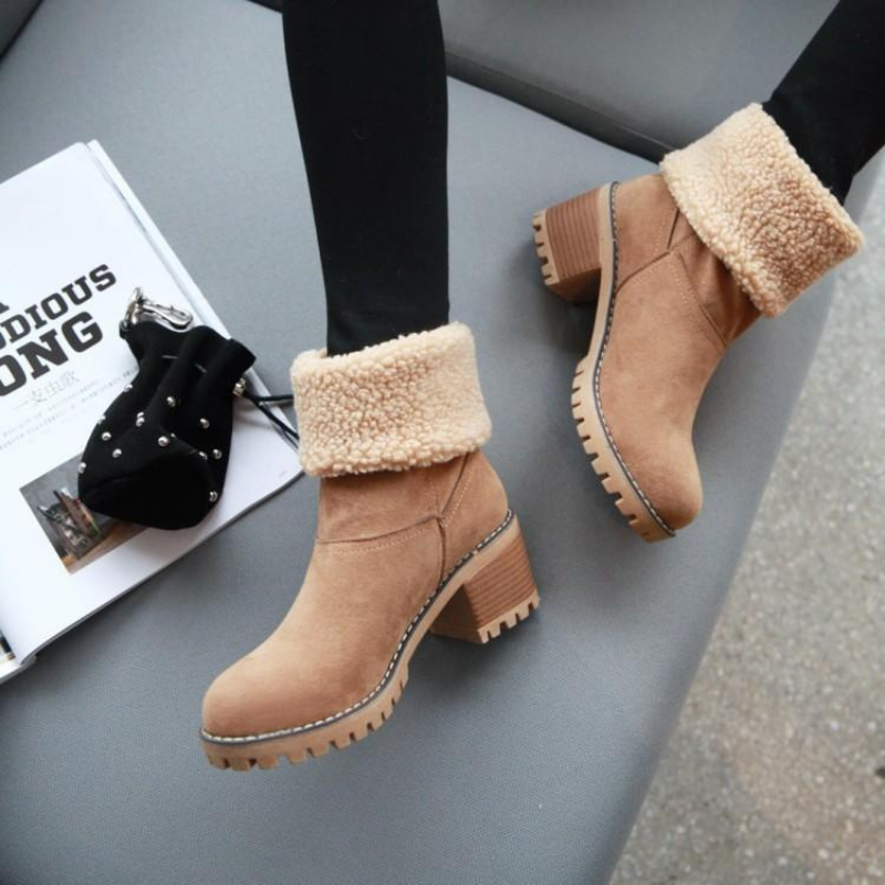 Géna - Bottes Suède chaudes avec sherpa et semelle antidérapante