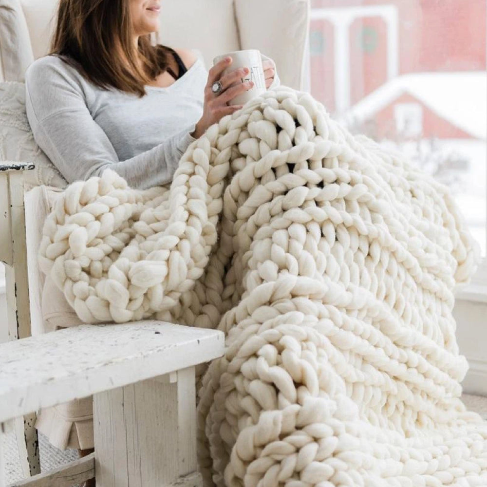 Fil de laine chunky XL 1000 grammes DIY pour tricoter une couverture merveilleusement douce