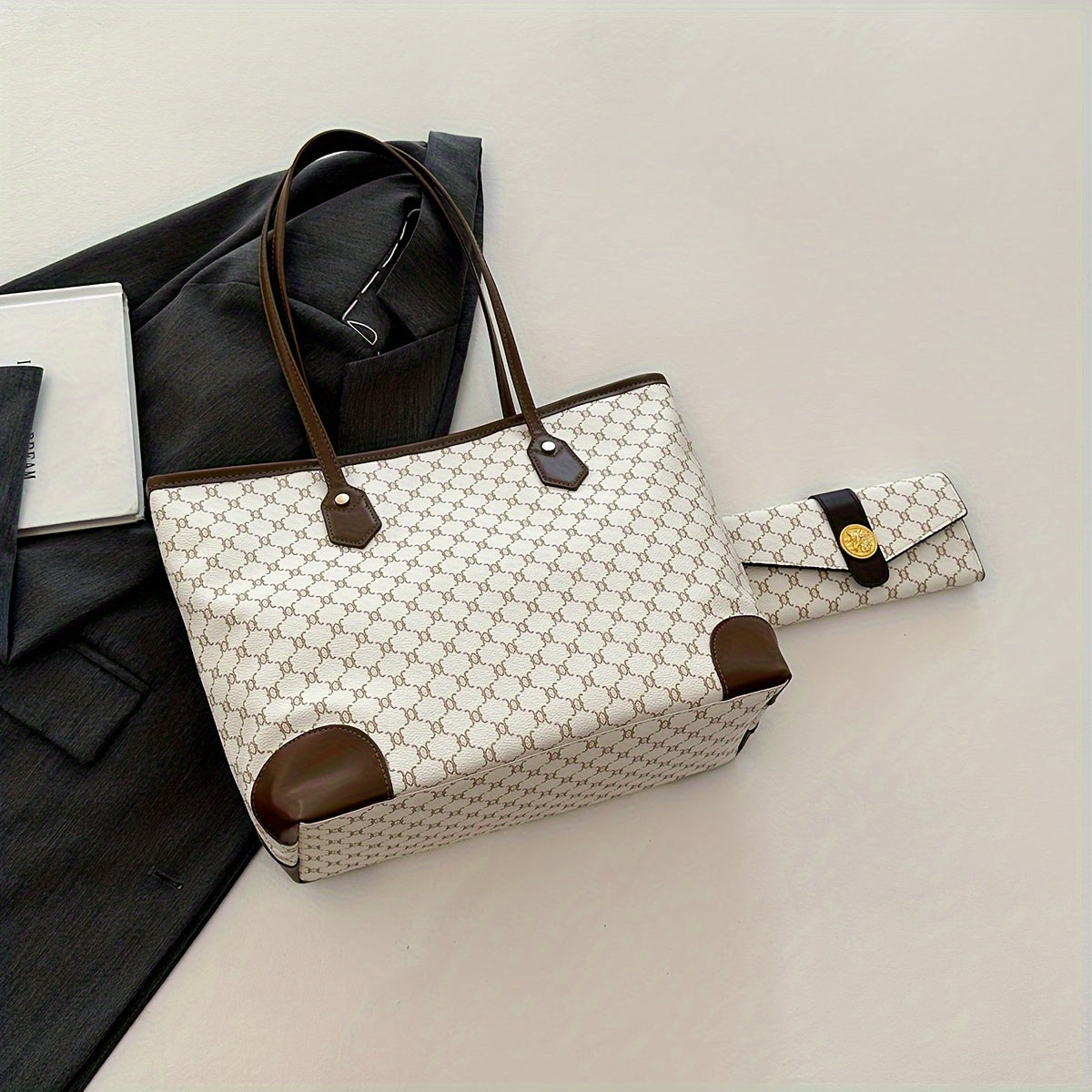 Elara - Sac à Main Vintage Élégant et Classique à Deux Pièces avec Portefeuille Assorti