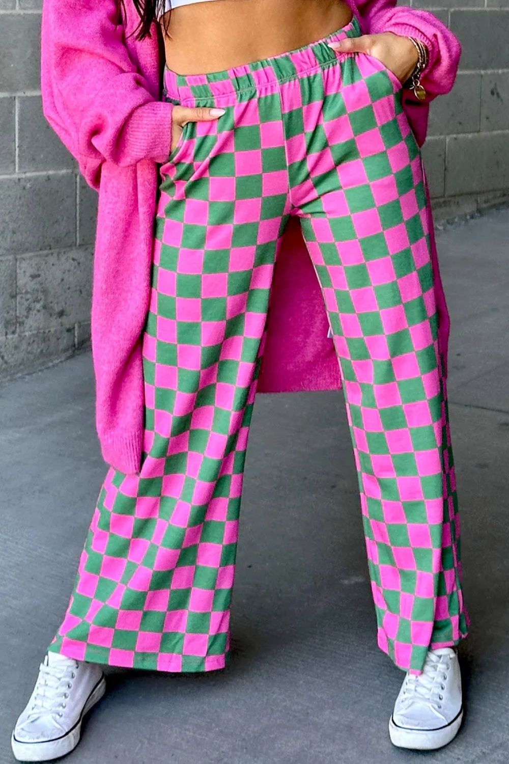 Emily – Pantalon à Jambes Amples à Carreaux
