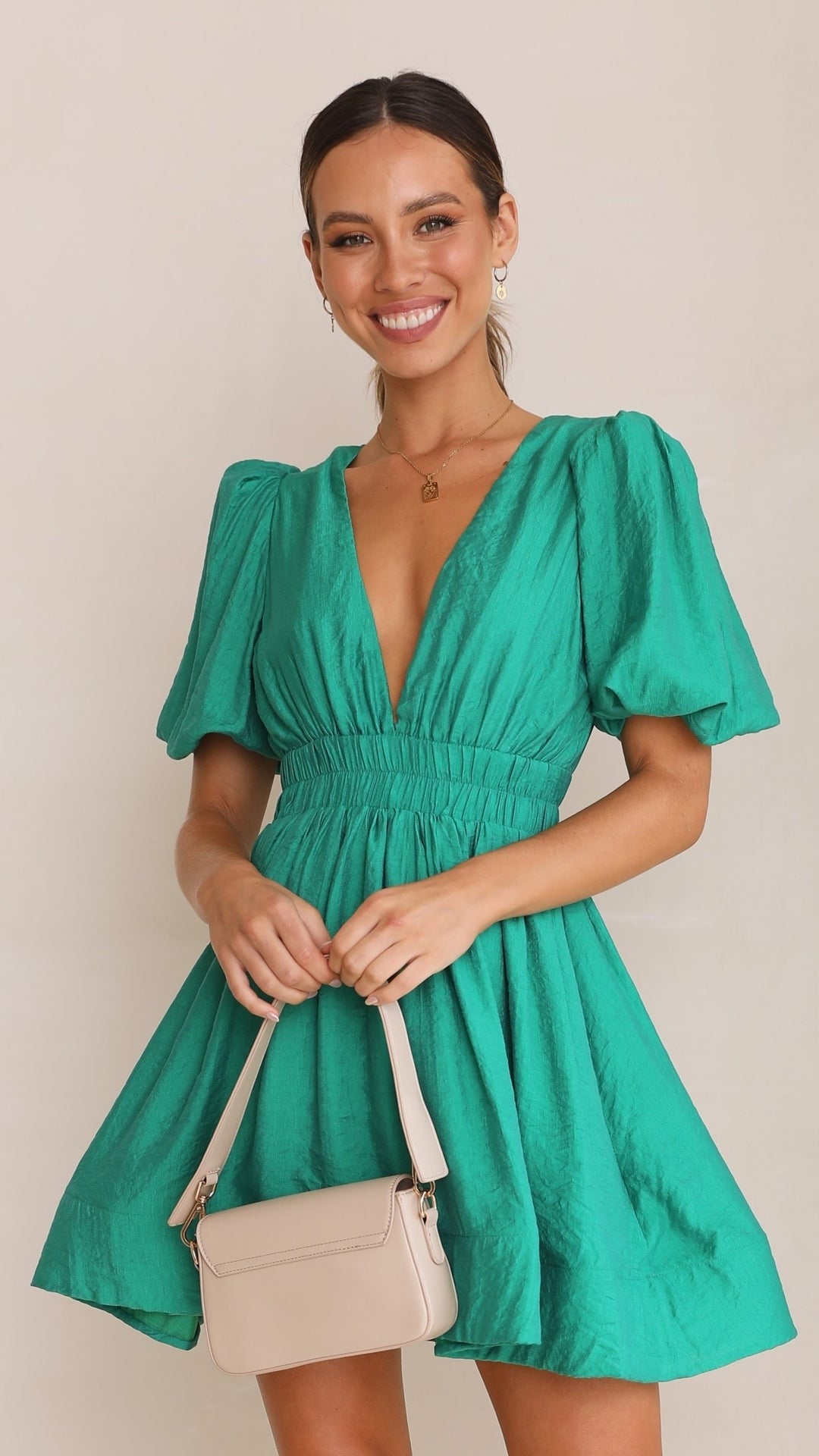 Lena - Robe à manches bouffantes