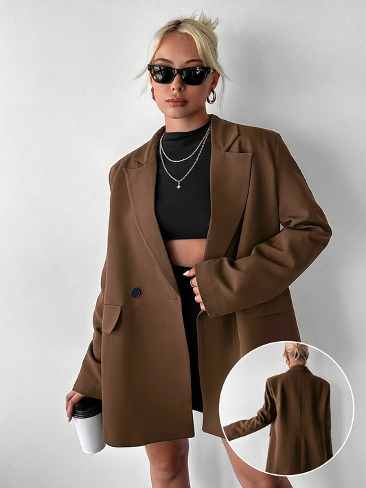 Alix - Blazer Oversized Marron Moka pour Femmes
