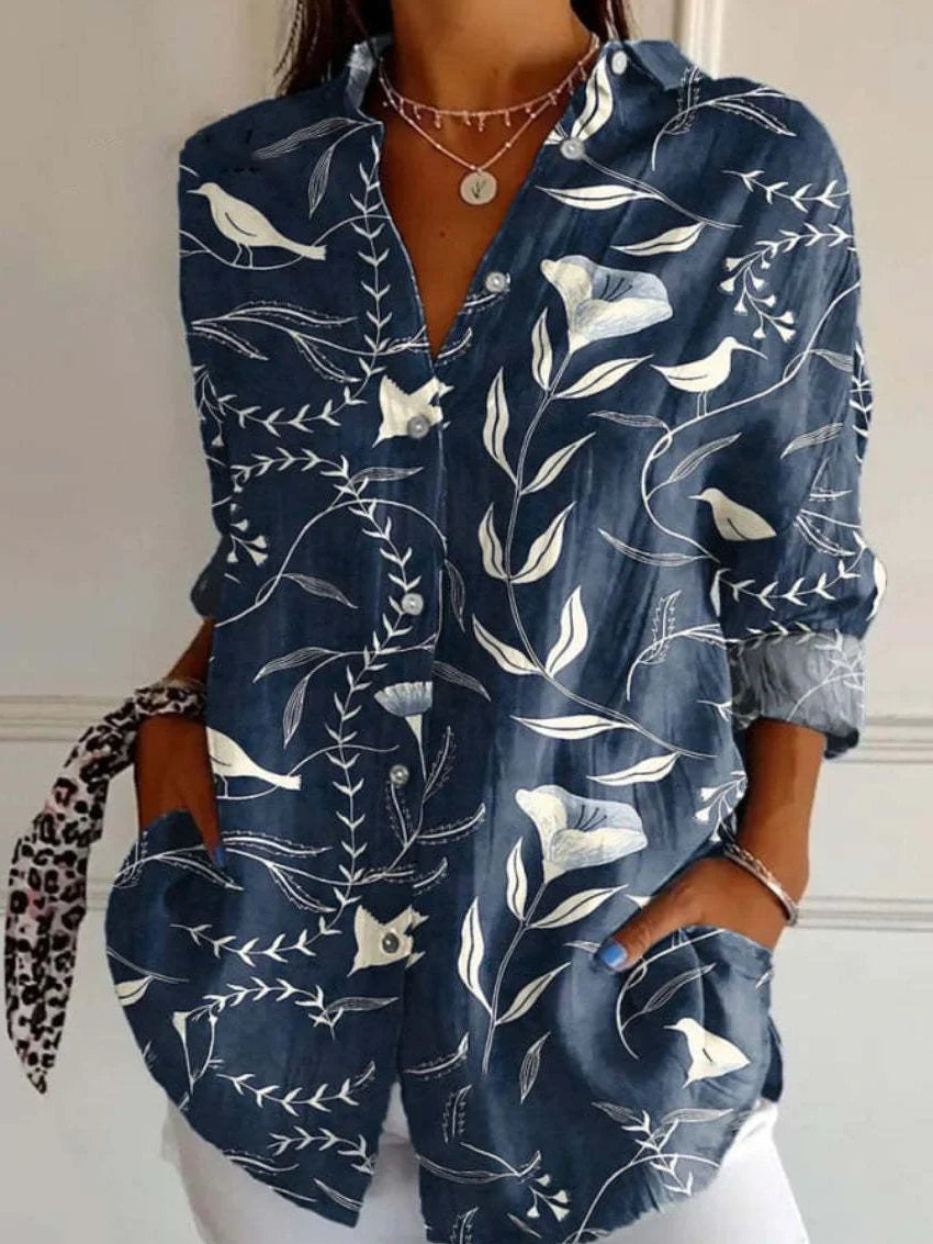 Zara - Chemise Décontractée à Manches Longues en Coton Respirant avec des Motifs Créatifs pour Femmes