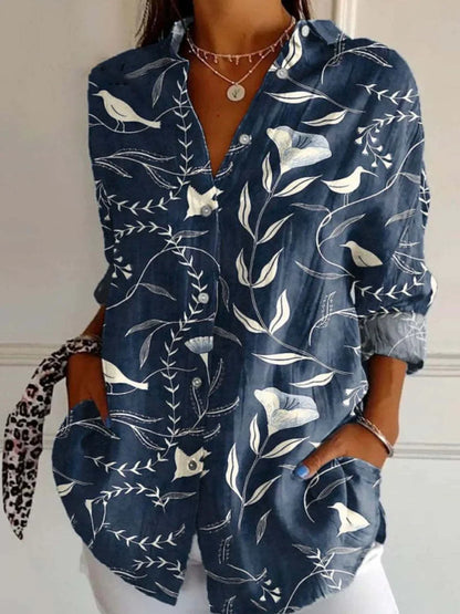 Zara - Chemise Décontractée à Manches Longues en Coton Respirant avec des Motifs Créatifs pour Femmes