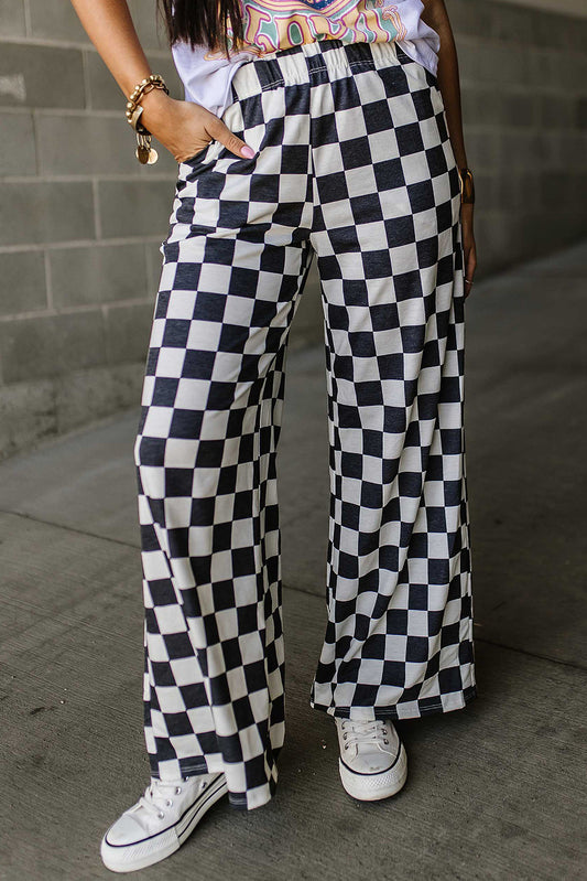 Emily – Pantalon à Jambes Amples à Carreaux