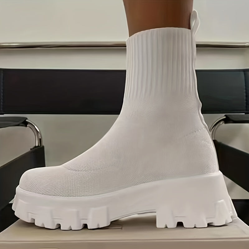 Inès - Bottines Stretch à Semelle Épaisse en Tissu