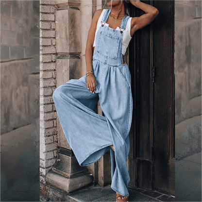 Ava - Salopette en Jean à Jambes Évasées