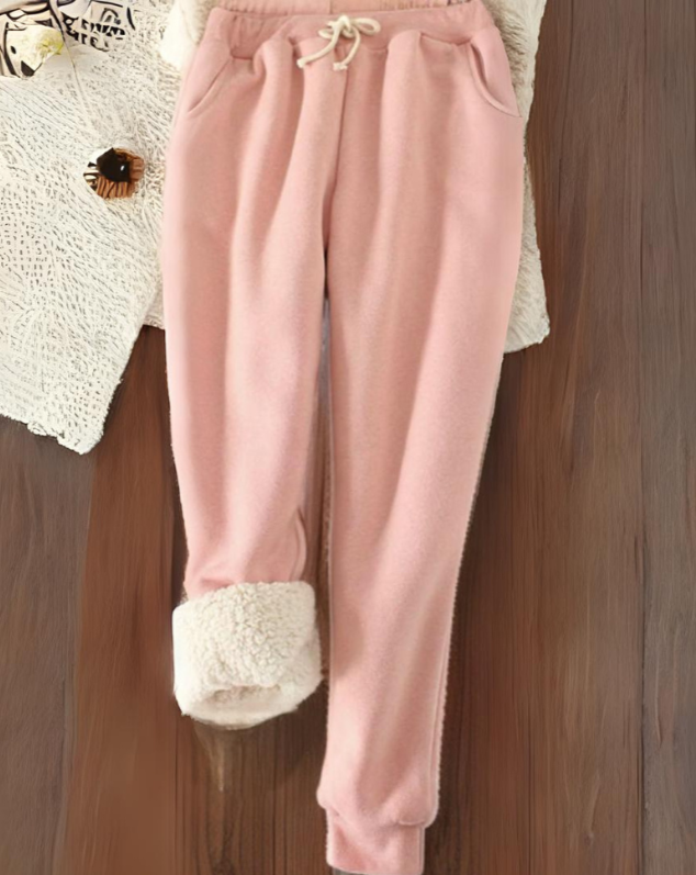 Ella - Pantalons de survêtement en molleton avec poignets en fourrure