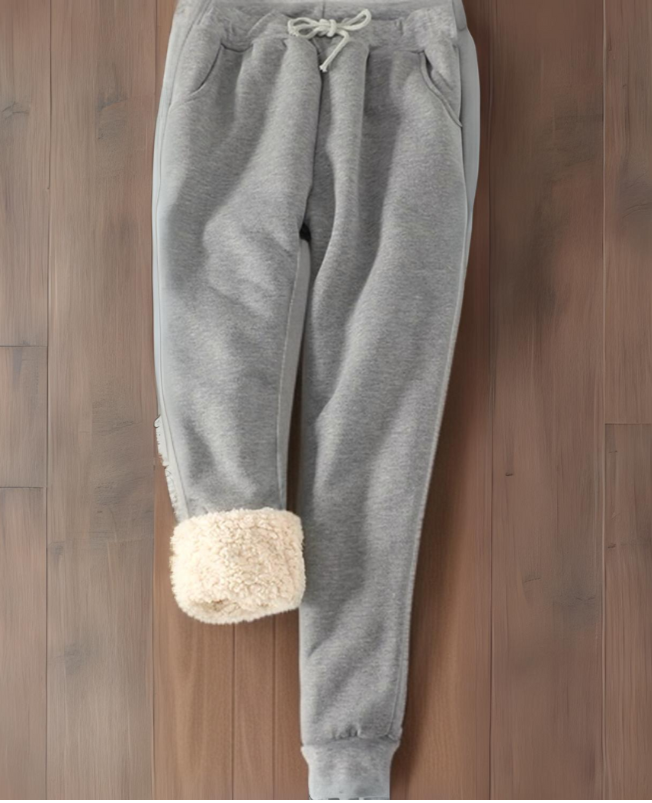Ella - Pantalons de survêtement en molleton avec poignets en fourrure