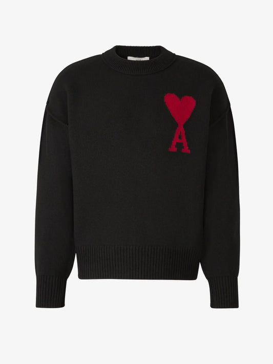Grace - Pull tricoté respirant Ami Paris avec détail en cœur et lettre A