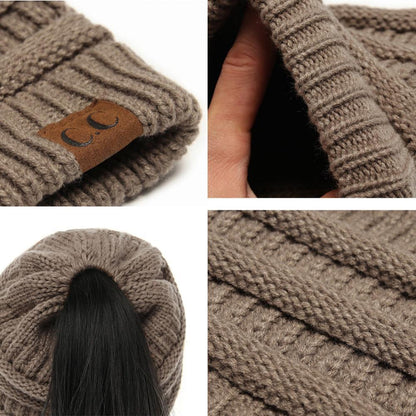 Éloïse - Bonnet en Tricot avec Ouverture pour Queue de Cheval