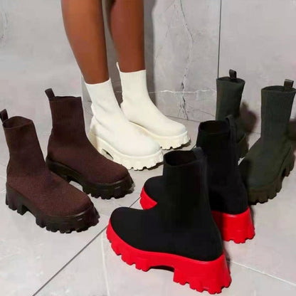 Inès - Bottines Stretch à Semelle Épaisse en Tissu