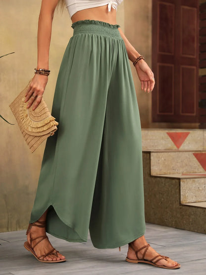 Chloé - Pantalon évasé en lin élastique à taille haute, confortable et stylé