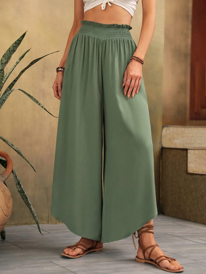 Chloé - Pantalon évasé en lin élastique à taille haute, confortable et stylé